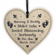 PERSONALISED Baby Announcement Gift Wood Heart Quarantine