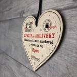 SPECIAL DELIVER Christmas Gift Tag PERSONALISED Wood Heart