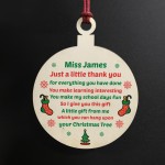 Christmas Gift For Teacher Teaching Assistant Wood Bauble