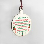 Christmas Gift For Teacher Teaching Assistant Wood Bauble