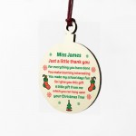 Christmas Gift For Teacher Teaching Assistant Wood Bauble