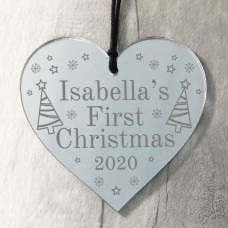 ANY NAMES First Christmas Bauble Engraved Heart PERSONALISED