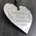 ANY NAMES First Christmas Bauble Engraved Heart PERSONALISED