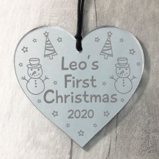 Babys First Christmas PERSONALISED Heart Engraved Bauble