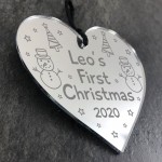Babys First Christmas PERSONALISED Heart Engraved Bauble