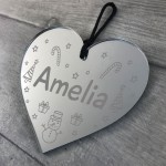PERSONALISED Any Name Christmas Tree Bauble Engraved Heart