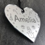 PERSONALISED Any Name Christmas Tree Bauble Engraved Heart