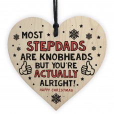 Funny Christmas Gift For Step Dad Wood Heart Rude Gift For Him