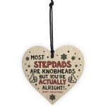 Funny Christmas Gift For Step Dad Wood Heart Rude Gift For Him