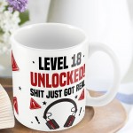 18th Birthday Mug Gamer Level Unlocked Gift For Him Her Men 
