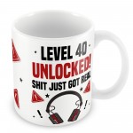 40th Birthday Mug Gamer Level Unlocked Gift For Him Her Men