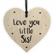 Novelty Little Sister Gift Wood Heart Love Plaque Birthday Xmas