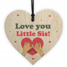 Little Sister Gift Wood Heart Birthday Christmas Gift For Sister