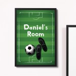 Personalised Football Theme Framed Print For Boys Bedroom