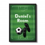 Personalised Football Theme Framed Print For Boys Bedroom