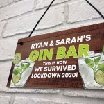 PERSONALISED Gin Bar Lockdown Gift Funny Home Bar Sign