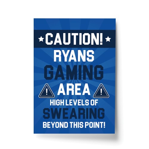 PERSONALISED Gaming Area Print Man Cave Games Room Sign