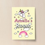 Personalised Unicorn Theme Print For Girls Bedroom Rainbow