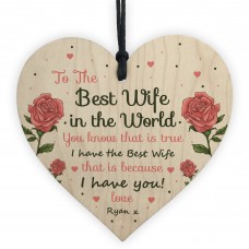 Best Wife Gift Wooden Heart Wife Birthday Christmas Anniversary