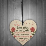 Best Wife Gift Wooden Heart Wife Birthday Christmas Anniversary