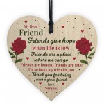 Thank You Friendship Gift Wood Heart Personalised Poem Birthday