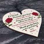 Thank You Friendship Gift Wood Heart Personalised Poem Birthday