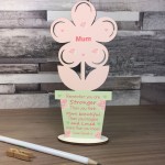 Stronger Beautiful Loved Wood Flower Friendship Gift Birthday