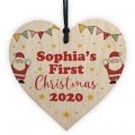 1st Christmas Decoration Wood Heart New Baby Gift Personalised