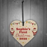 1st Christmas Decoration Wood Heart New Baby Gift Personalised