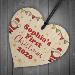 1st Christmas Decoration Wood Heart New Baby Gift Personalised