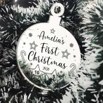 Any Names First Christmas Bauble Engraved Christmas Decoration