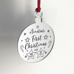 Any Names First Christmas Bauble Engraved Christmas Decoration
