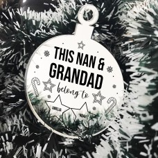 Nan & Grandad PERSONALISED Christmas Tree Bauble Hanging Gift