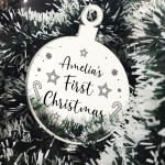 Personalised Baby First Christmas Engraved Bauble Christmas Gift