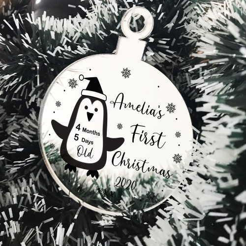 Personalised First Christmas Tree Decoration Engraved Bauble