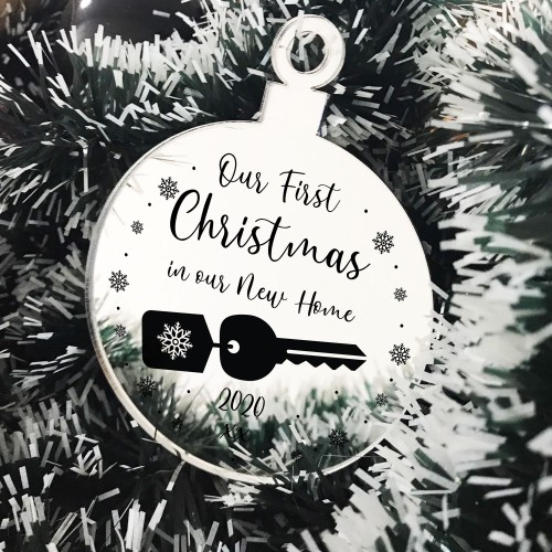 Personalised First Christmas In Our New Home Engraved Bauble