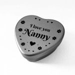 Silver Heart Tin Nanny Gift Christmas Birthday Present