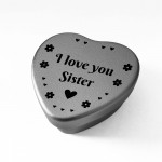 Silver Heart Tin Sister Gift Christmas Birthday Present