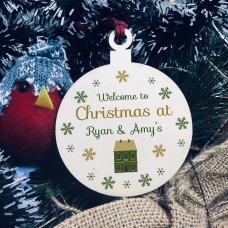 New Home Christmas Tree Decoration Personalised Wood Bauble