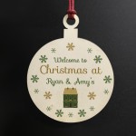 New Home Christmas Tree Decoration Personalised Wood Bauble