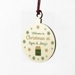 New Home Christmas Tree Decoration Personalised Wood Bauble