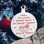 Personalised Christmas Tree Decoration Wood Bauble Couple Gift