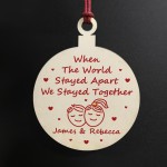 Personalised Christmas Tree Decoration Wood Bauble Couple Gift