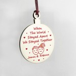 Personalised Christmas Tree Decoration Wood Bauble Couple Gift