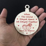 Personalised Christmas Tree Decoration Wood Bauble Couple Gift