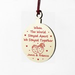 Personalised Christmas Tree Decoration Wood Bauble Couple Gift