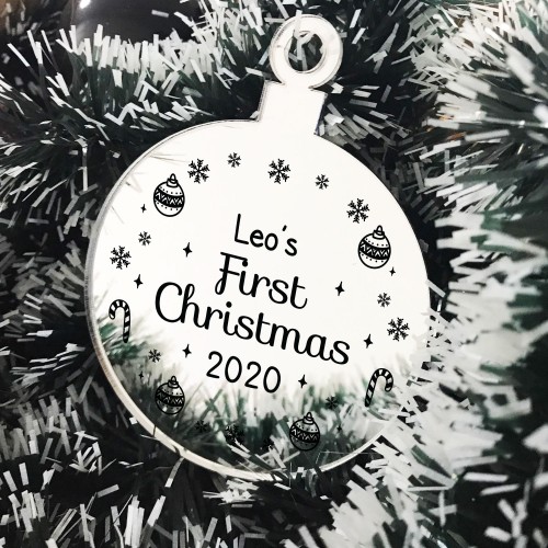 First Christmas Decoration For New Baby Engraved Bauble