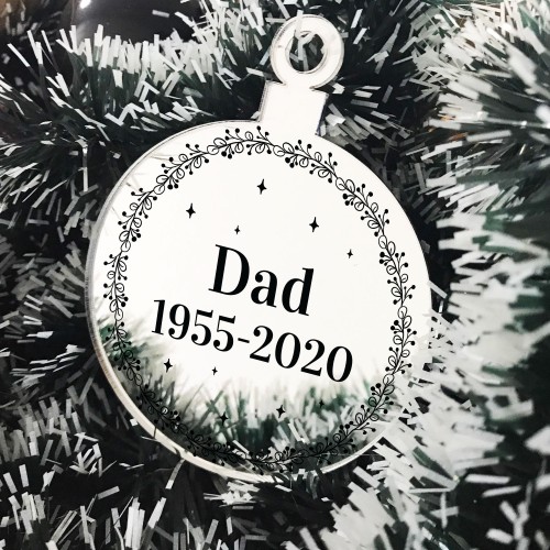 Dad Memorial Gift Engraved Hanging Bauble Personalised Gift