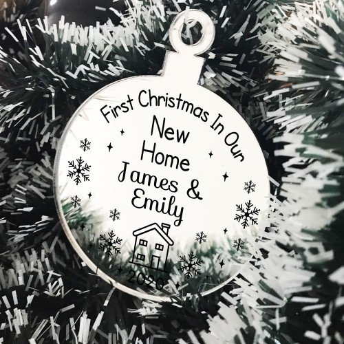 Personalised First 1st Christmas In Our New Home Engraved Bauble