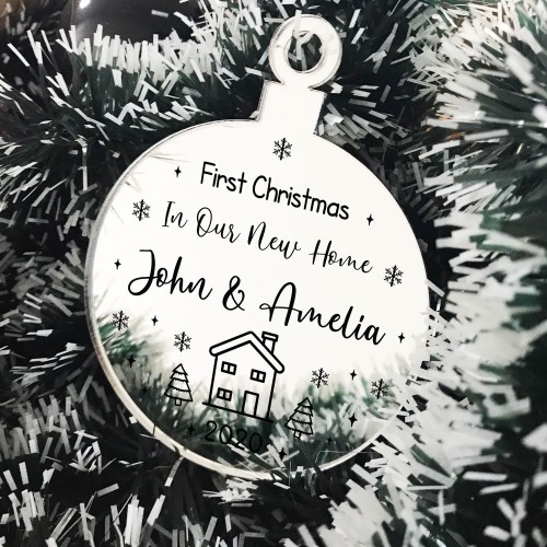 First Christmas In Our New Home Engraved Bauble Personalised